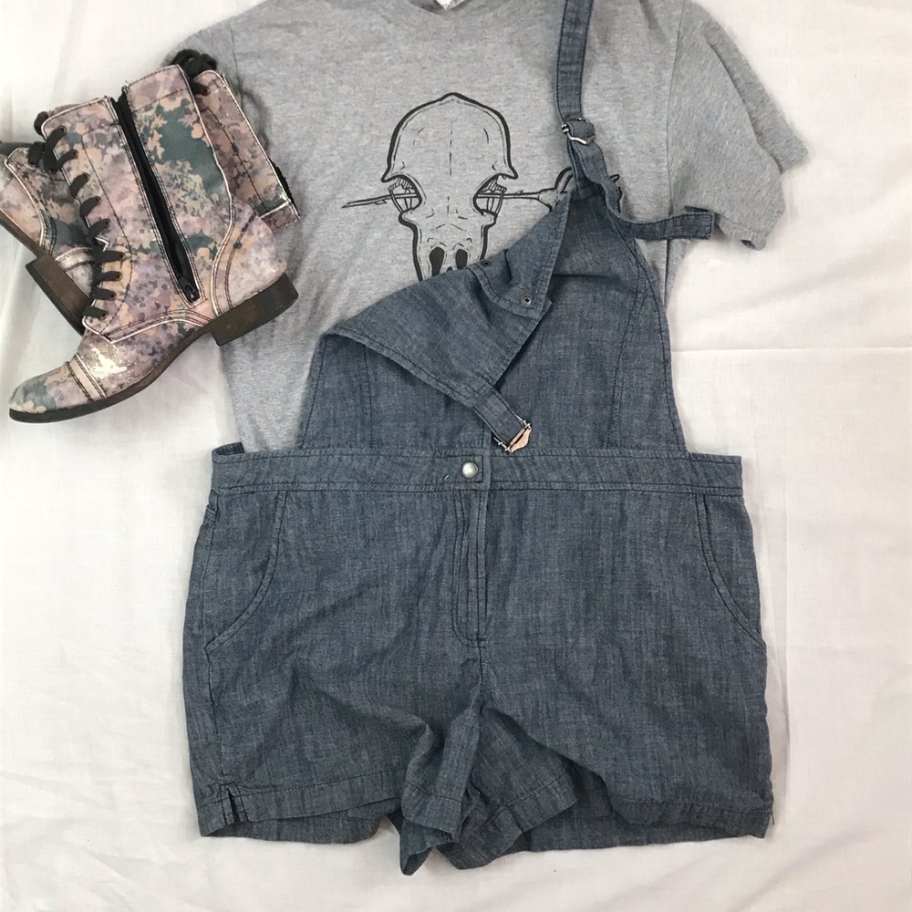 French Connection Denim Shorts Overalls